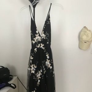 black floral prom dress